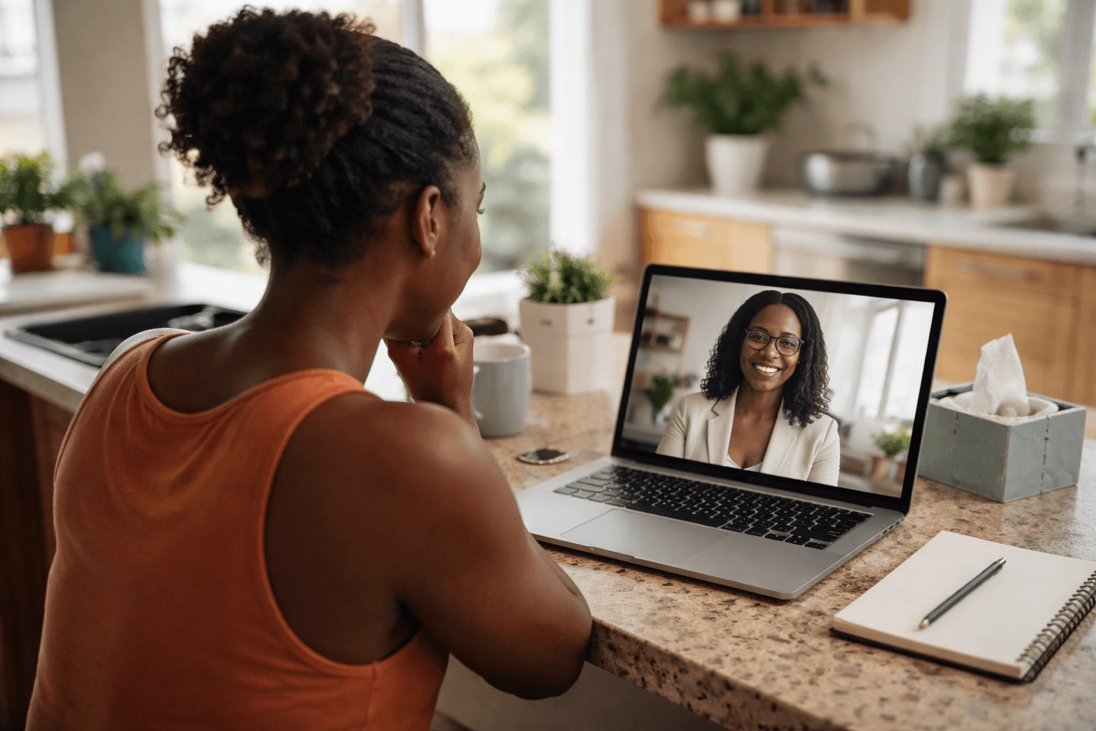 Individual in a counseling session in a calm environment